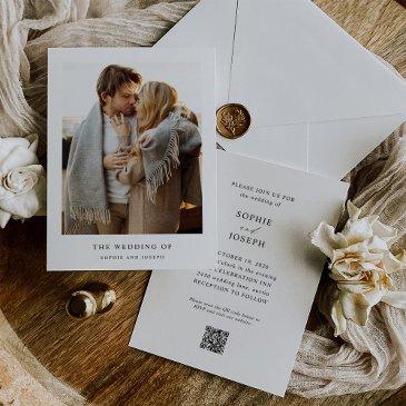 simple elegant text and photo | qr code wedding invitation