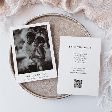 simple elegant text and photo | wedding qr code save the date