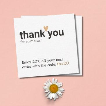 simple elegant thank you for your order coupon note invitations