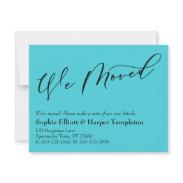 Small Simple Elegant Turquoise We Moved New Address Invitations Front View
