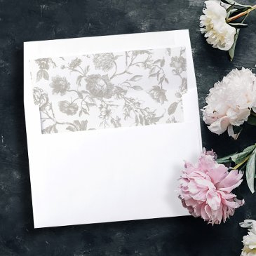 simple elegant vintage floral wedding invitation envelope liner