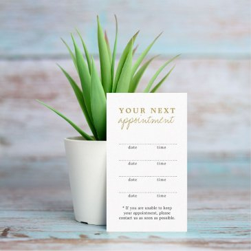 simple elegant white gold beauty appointment invitations