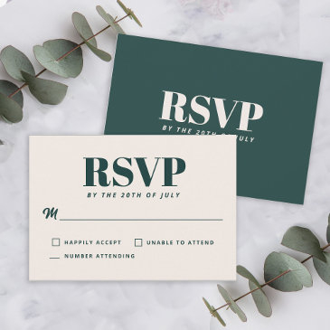 simple emerald green modern minimalist rsvp