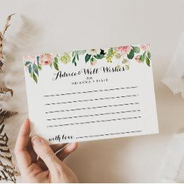 Small Simple Floral Green Foliage Wedding Advice Card Front View
