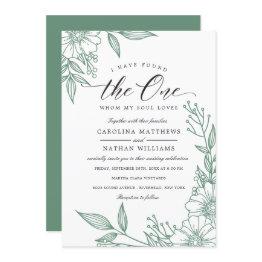 Small Simple Floral I Have Found The One | Mint Wedding Invitation Front View
