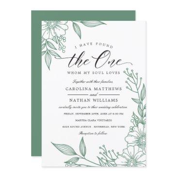simple floral i have found the one | mint wedding invitation