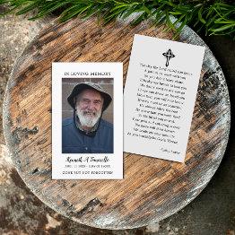 Small Simple Funeral Memorial Prayer Photo Invitations Front View