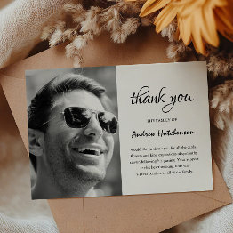 Small Simple Funeral Photo Thank You Invitations | Sympathy Front View