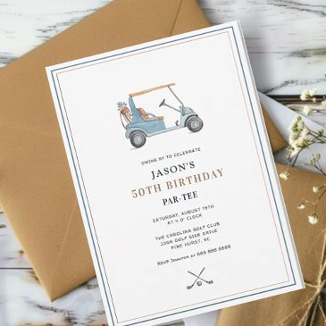 simple golf themed par- tee birthday invitation