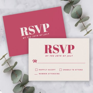 simple magenta modern minimalist wedding rsvp