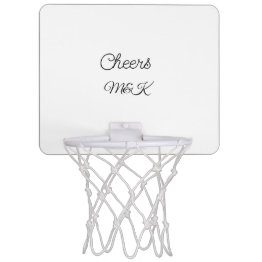 Small Simple Minimal Add Name Cheers Couple Name Custom Mini Basketball Hoop Front View