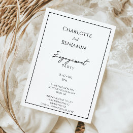 Small Simple Minimalist Modern Engagement Party Invitation Front View
