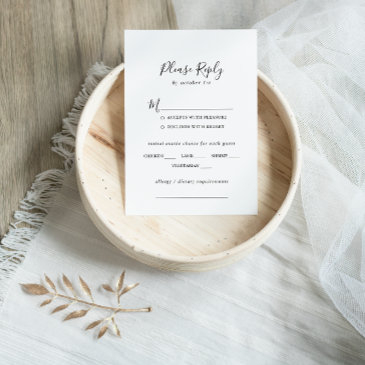 simple minimalist wedding menu choice rsvp