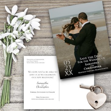 simple mod photo overlay wedding save the date postinvitations