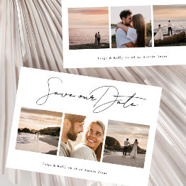 Small Simple Modern 3 | 6 Photo Collage Wedding Save The Date Front View
