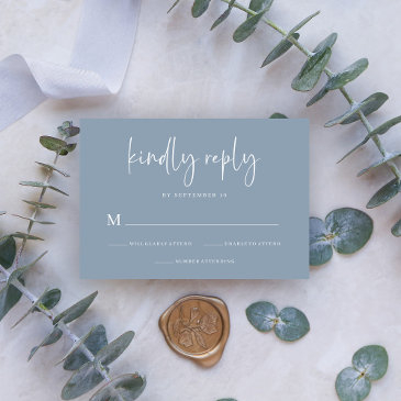 simple modern and minimalist | dusty blue wedding rsvp invitations