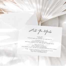 Small Simple Modern Black And White All The Details Enclosure Invitations Front View