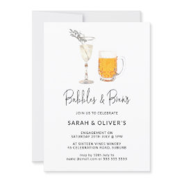 Small Simple Modern Bubbles & Brews Engagement Invitation Front View