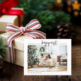 Small Simple Modern Family Photo | Happy Holiday Postcar Postinvitations Front View