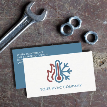 simple modern logo ac heat professional hvac business invitations