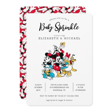 simple modern mickey and friends baby sprinkle invitation
