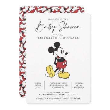 simple modern mickey mouse baby shower invitation