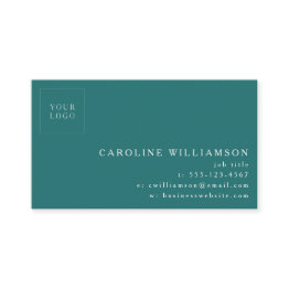 Small Simple Modern Minimal Professional Logo Emerald Business Invitations Front View