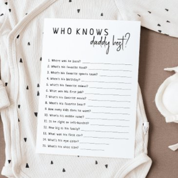 simple modern neutral who knows daddy best invitations