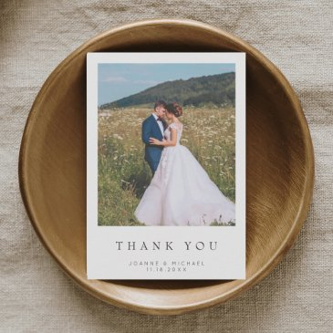 simple modern photo wedding thank you invitations w note