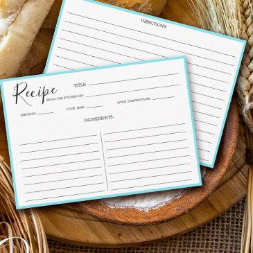 simple modern recipe invitations aqua blue