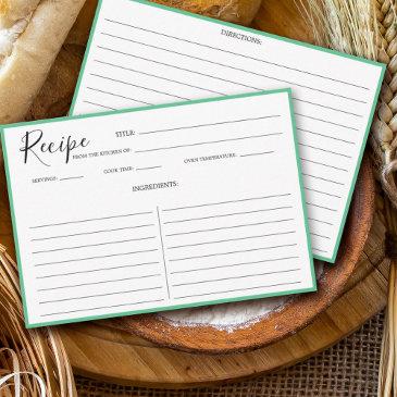 simple modern recipe invitations green