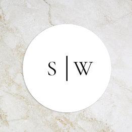 Small Simple Modern Wedding Monogram Envelope Seal Front View