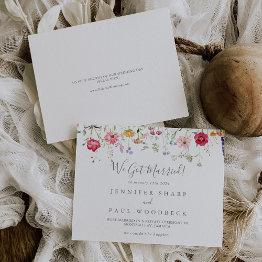 Small Simple Multicolor Wildflower Elopement Announcement Front View