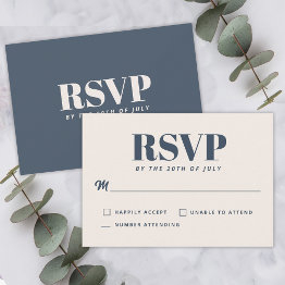 Small Simple Navy Modern Minimalist Wedding Rsvp Front View