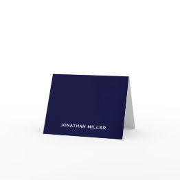 Small Simple Navy White Typographic Name Note Invitations Front View