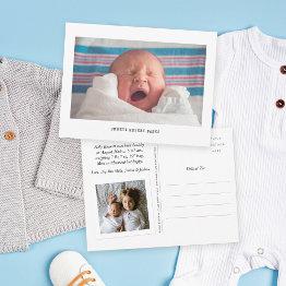 Small Simple Photo Birth Announcement Postinvitations Front View