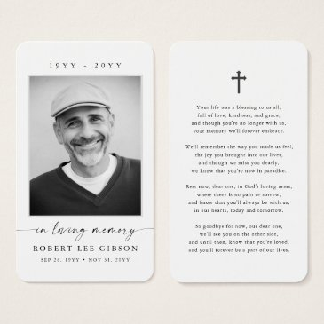 simple photo sympathy funeral memorial prayer invitations