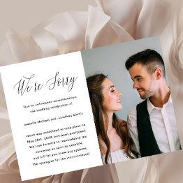 Small Simple Photo Wedding Postponement Announcement Front View