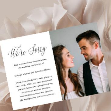 simple photo wedding postponement announcement
