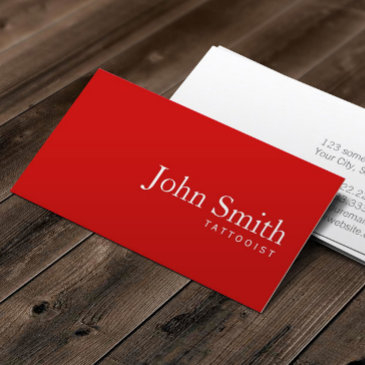simple plain red tattoo art business invitations