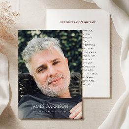Small Simple Red Funeral Prayer Invitations With Photo Front View