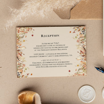 simple rustic fall beige wedding reception enclosure invitations