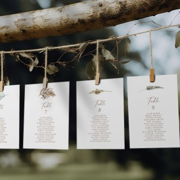 simple rustic floral table number seating chart