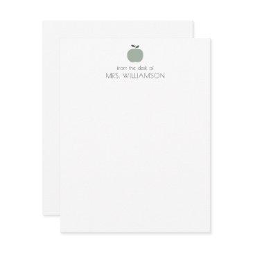 simple sage green cute apple personalized teacher note invitations