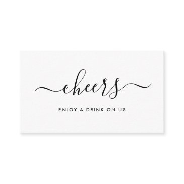 simple script free drinks ticket - black & white enclosure invitations