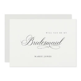 Small Simple Script Will You Be My Bridesmaid Invitations Front View