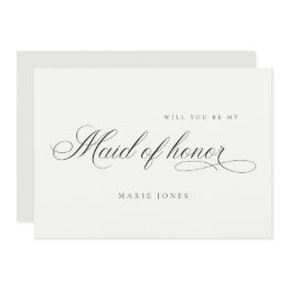 Small Simple Script Will You Be My Maid Of Honor Invitations Front View