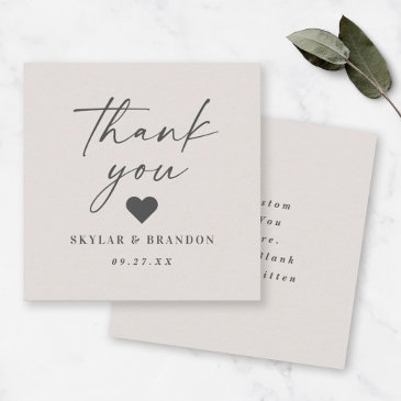 simple solid color off-white wedding thank you note invitations