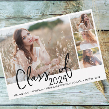 simple stylish modern class of 2024 graduation invitation