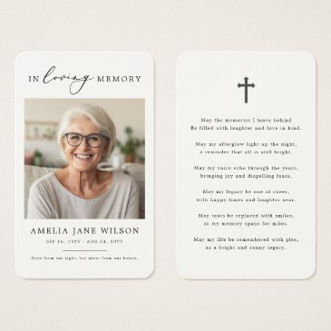 simple sympathy funeral memorial prayer photo invitations